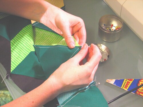 Pinning the strips of triangles and rhombi