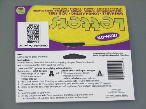 Iron-on instructions