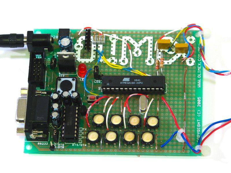 ATMEGA168, and its messy dev board