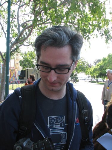 Bre admires his camera