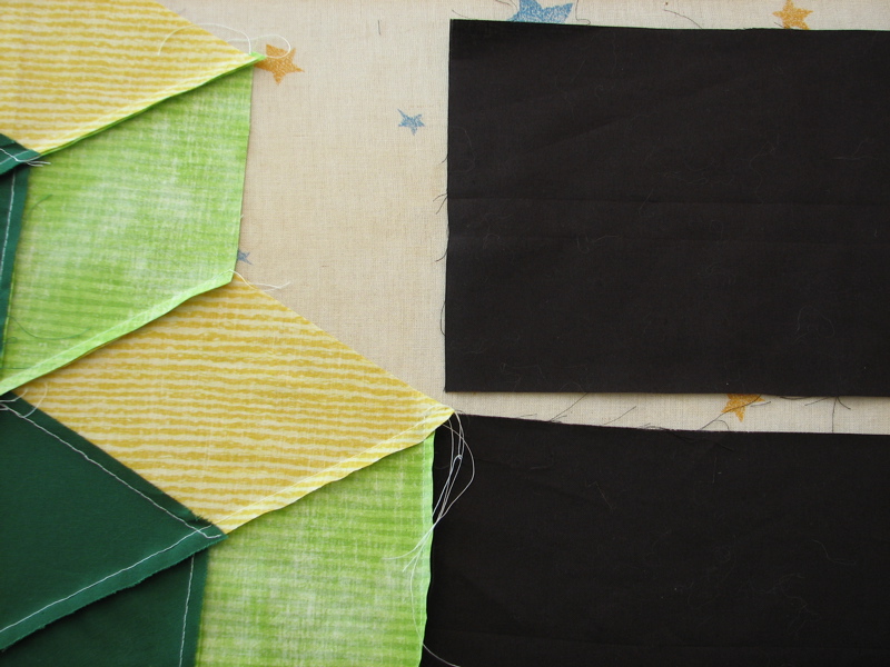 pinning the strips for sewing