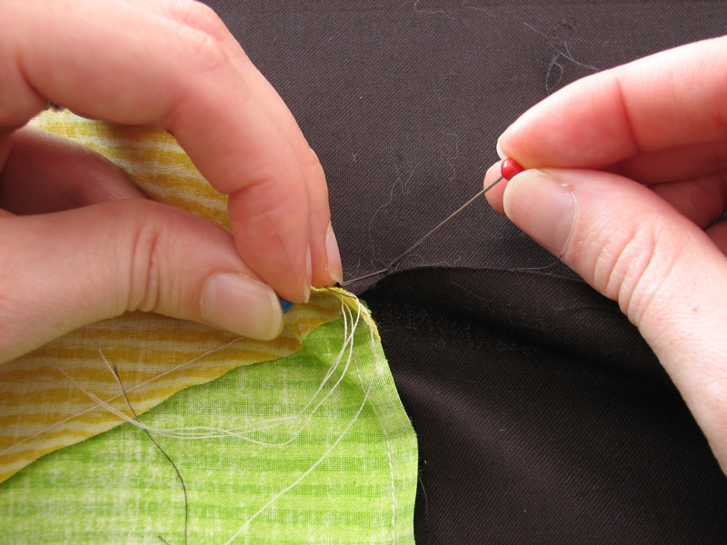 pinning the strips for sewing