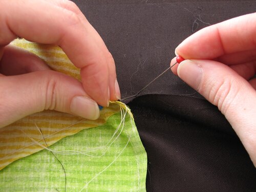 pinning the strips for sewing