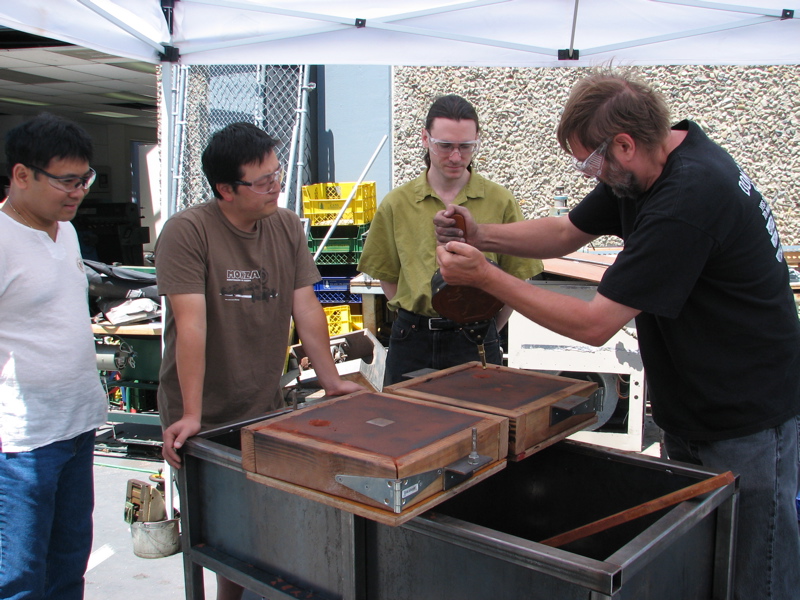 blowing debris away while finishing the mold