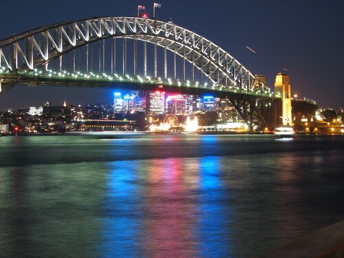 Sydney harbor bridge at night