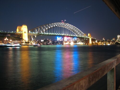 Sydney harbor bridge at night