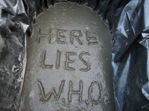 Inscription closeup, wet