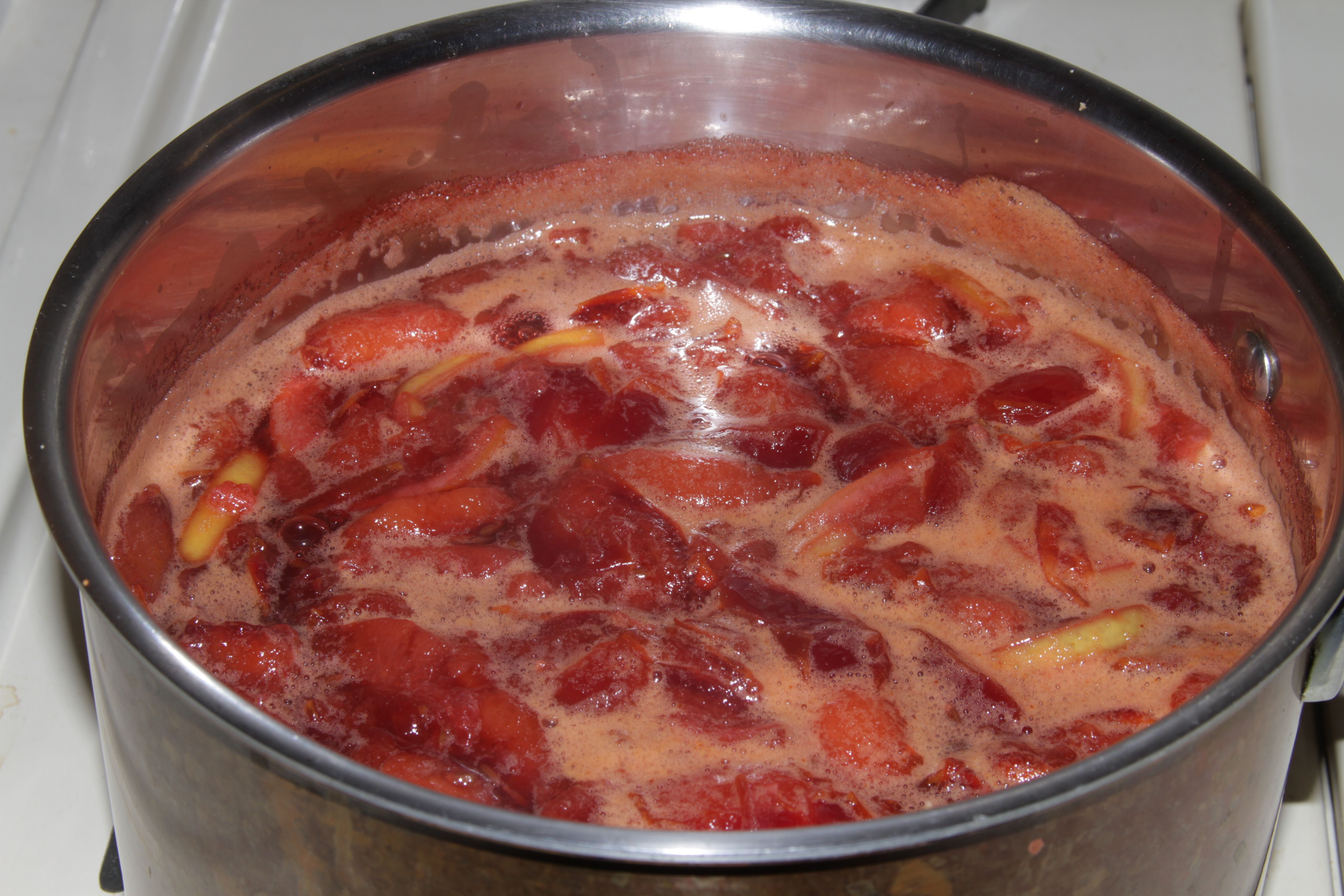 Plum Chutney after adding sugar