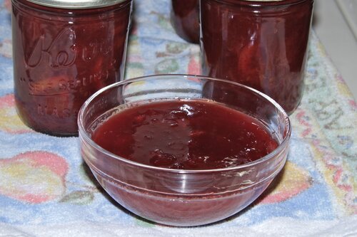Plum Chutney--Jars and bowl