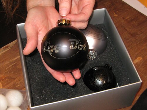 Engraved, painted ornament