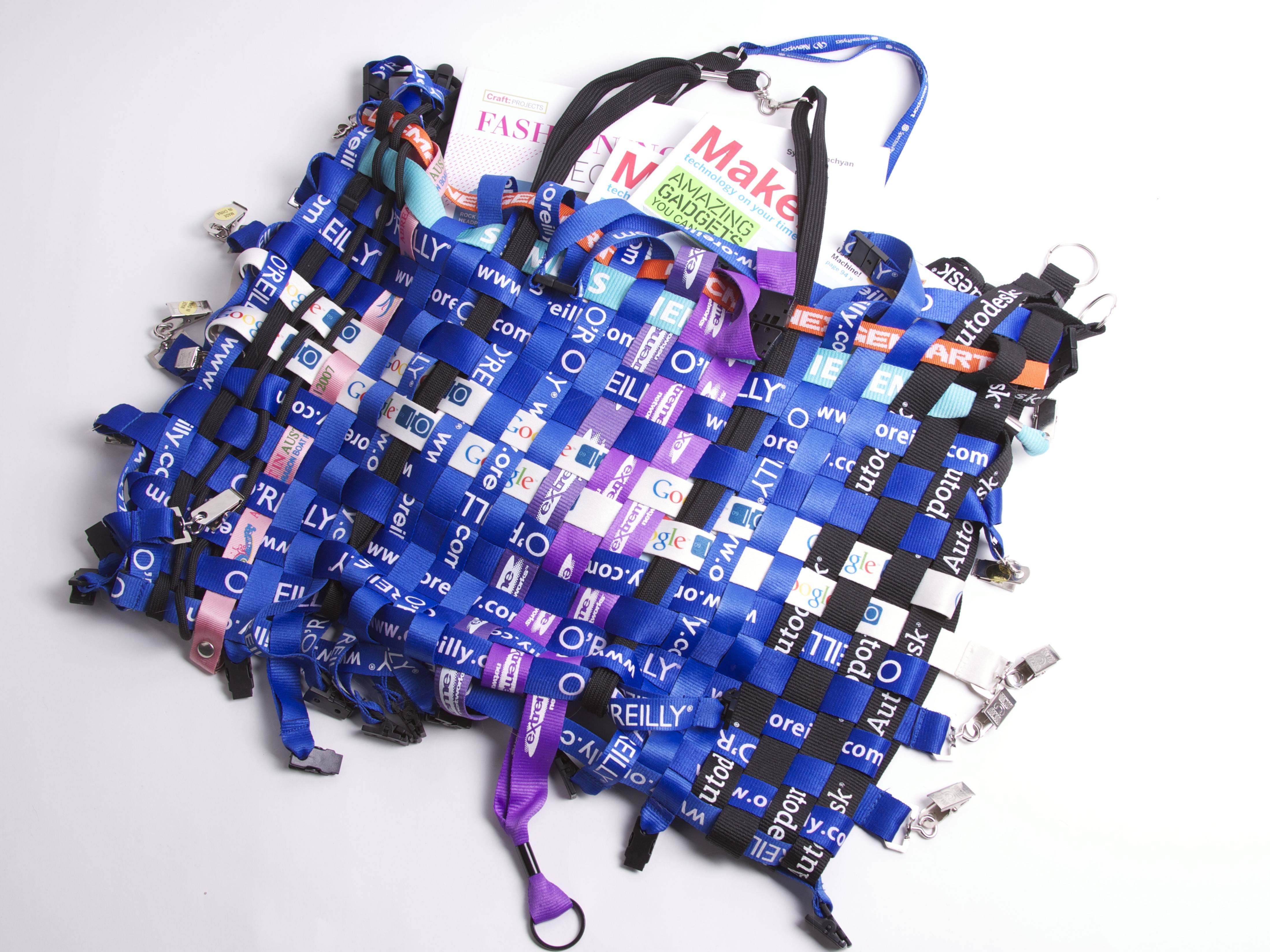 lanyard bag with book and magazines