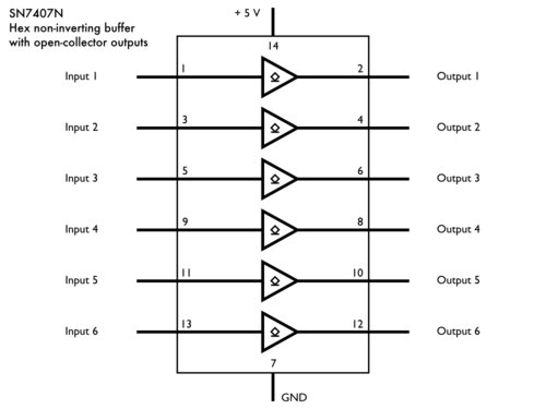 SN7407N Schematic symbol