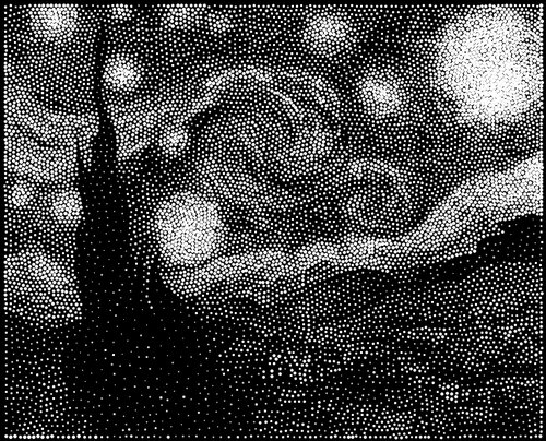 starry night, 10,000 white stipples