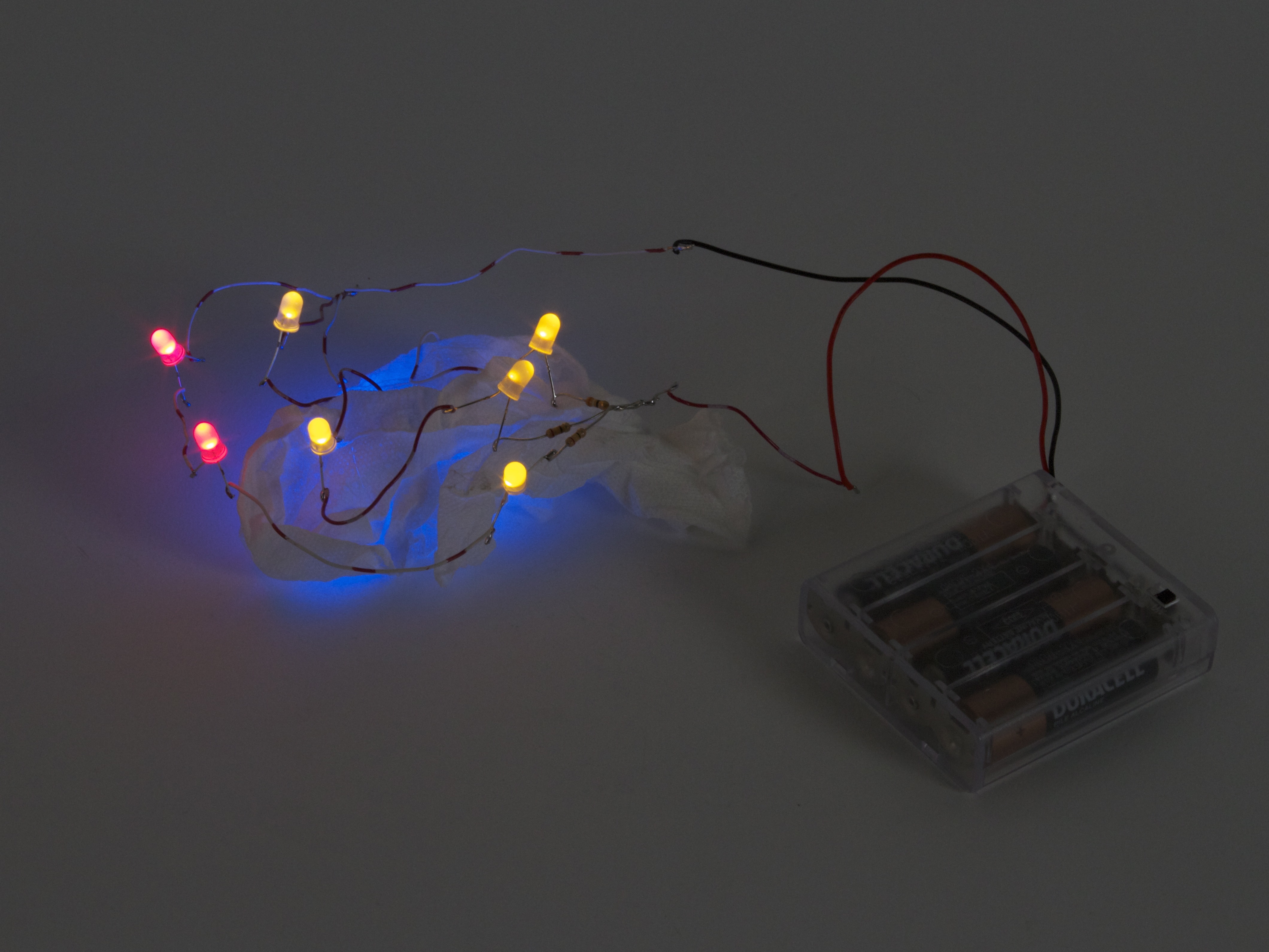 Turned on, with diffuser for blue