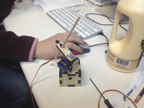 Sylvia with her robot parts