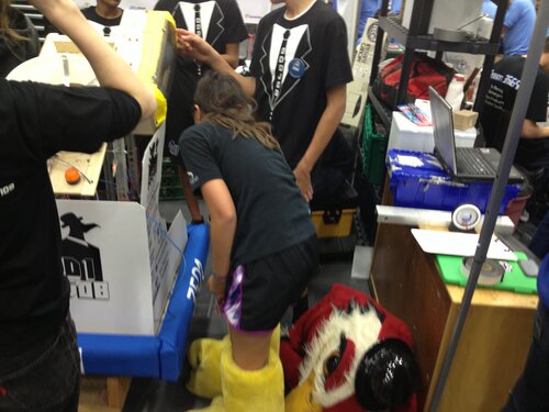 mascot working in the pit