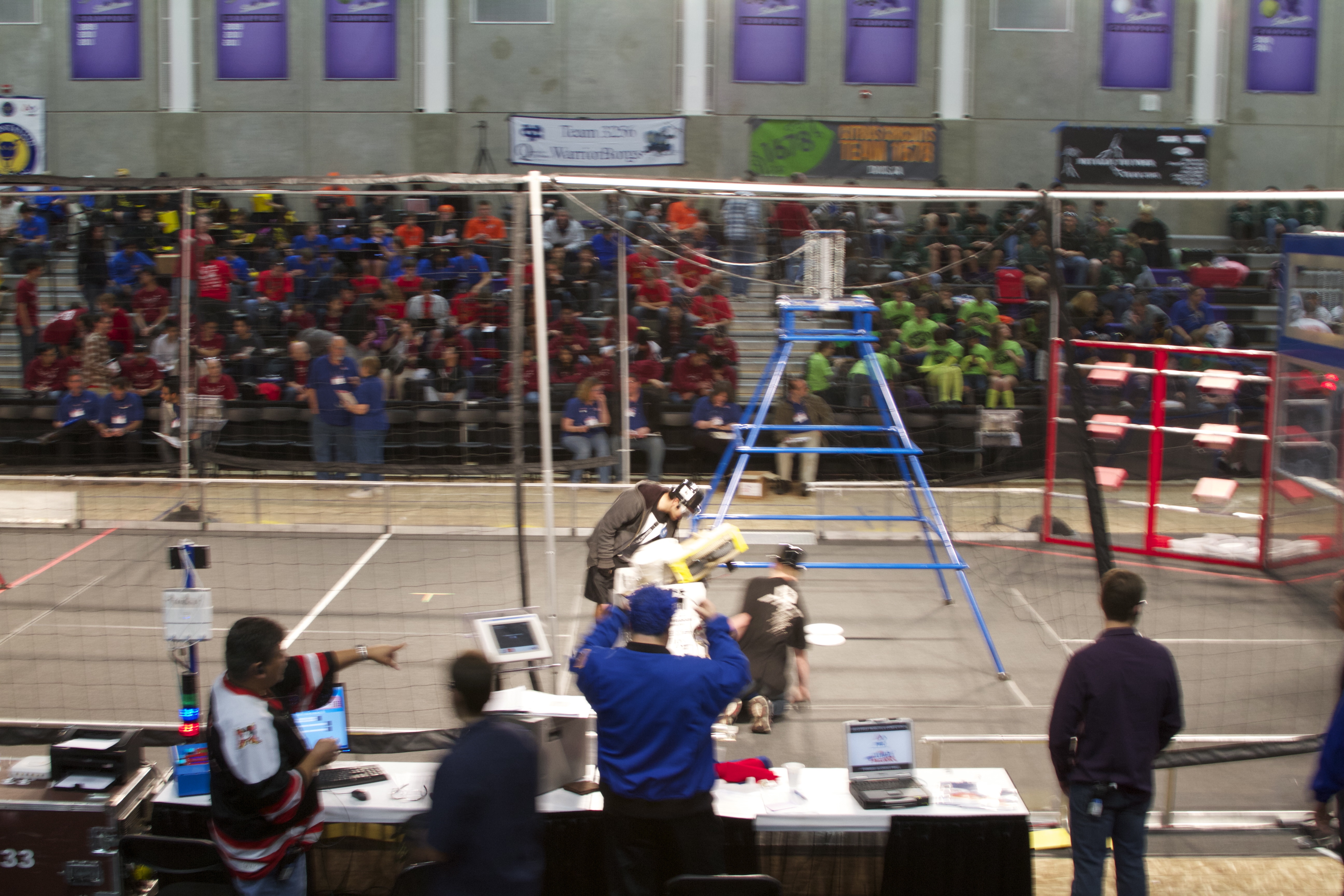 Setting up for the first match