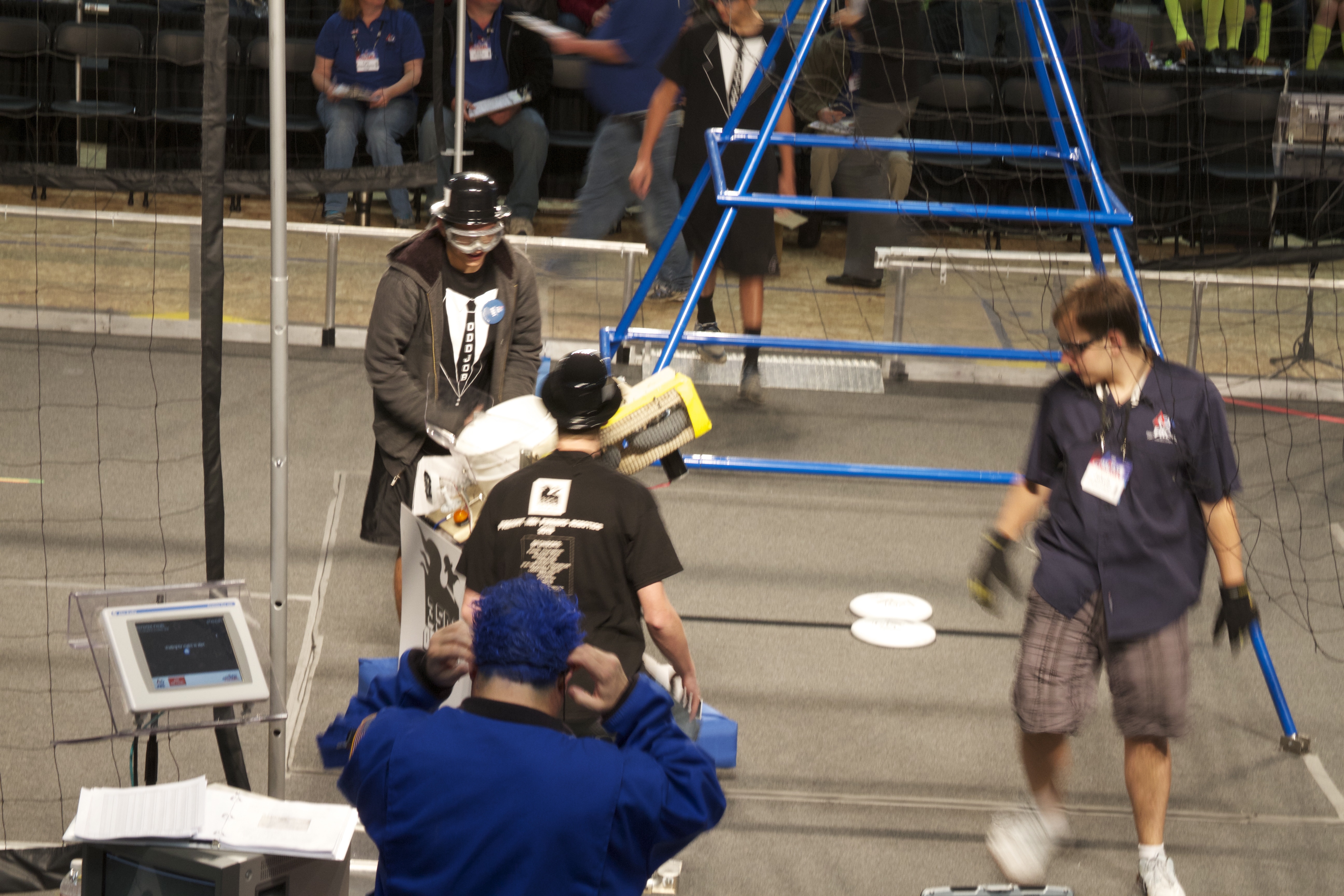 Setting up for the first match