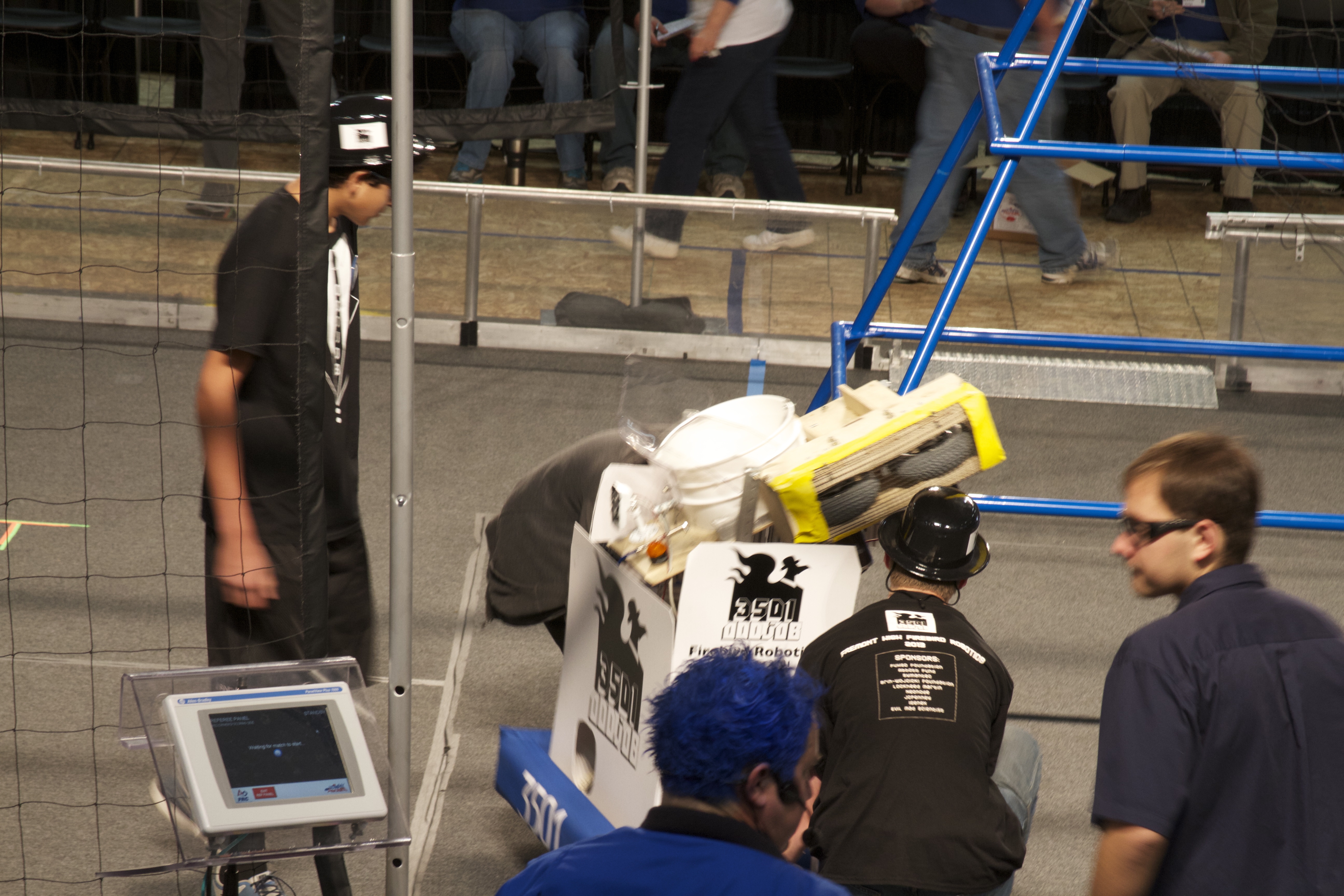 Setting up for the first match