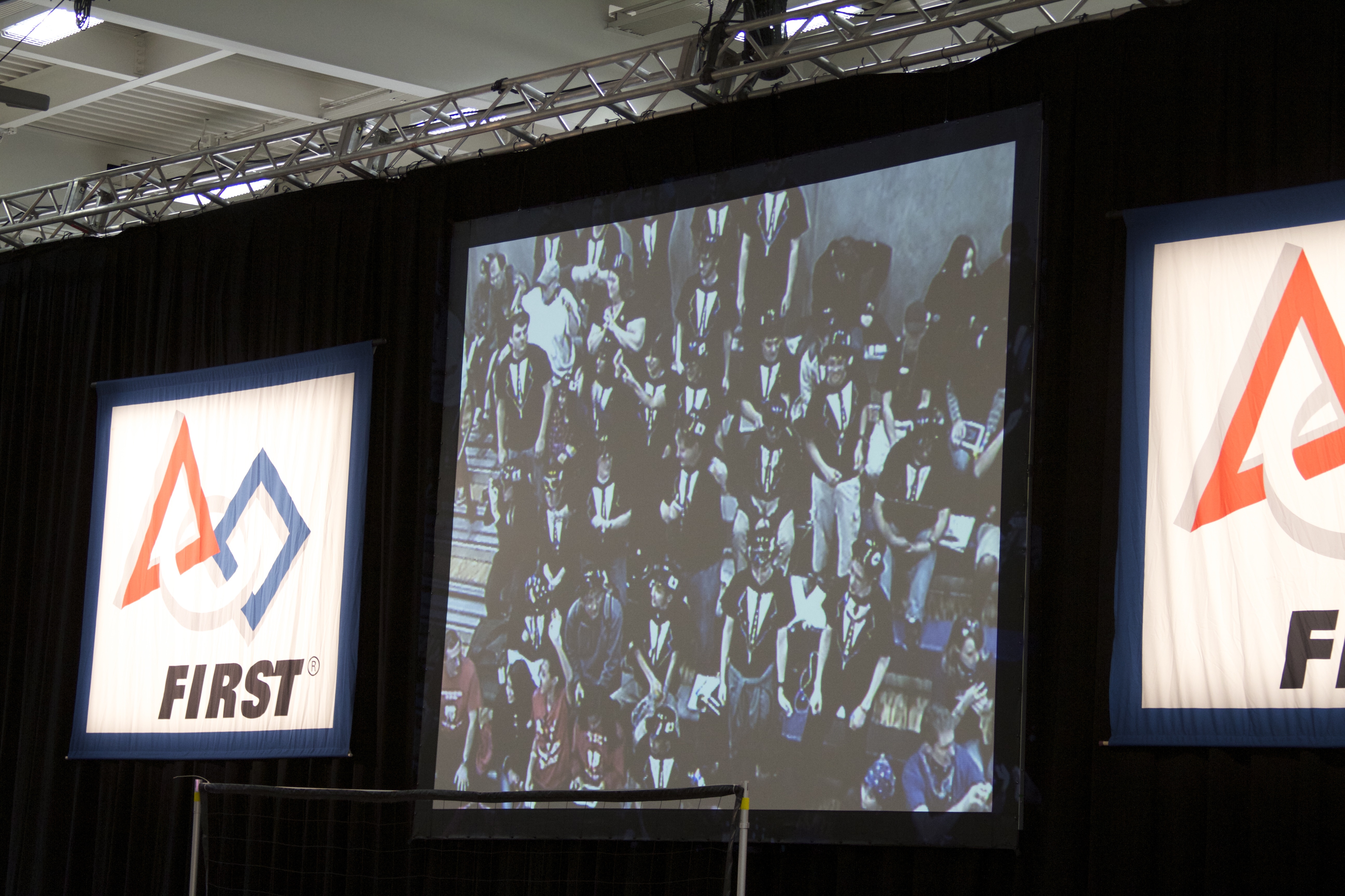 us in the stands on the screen