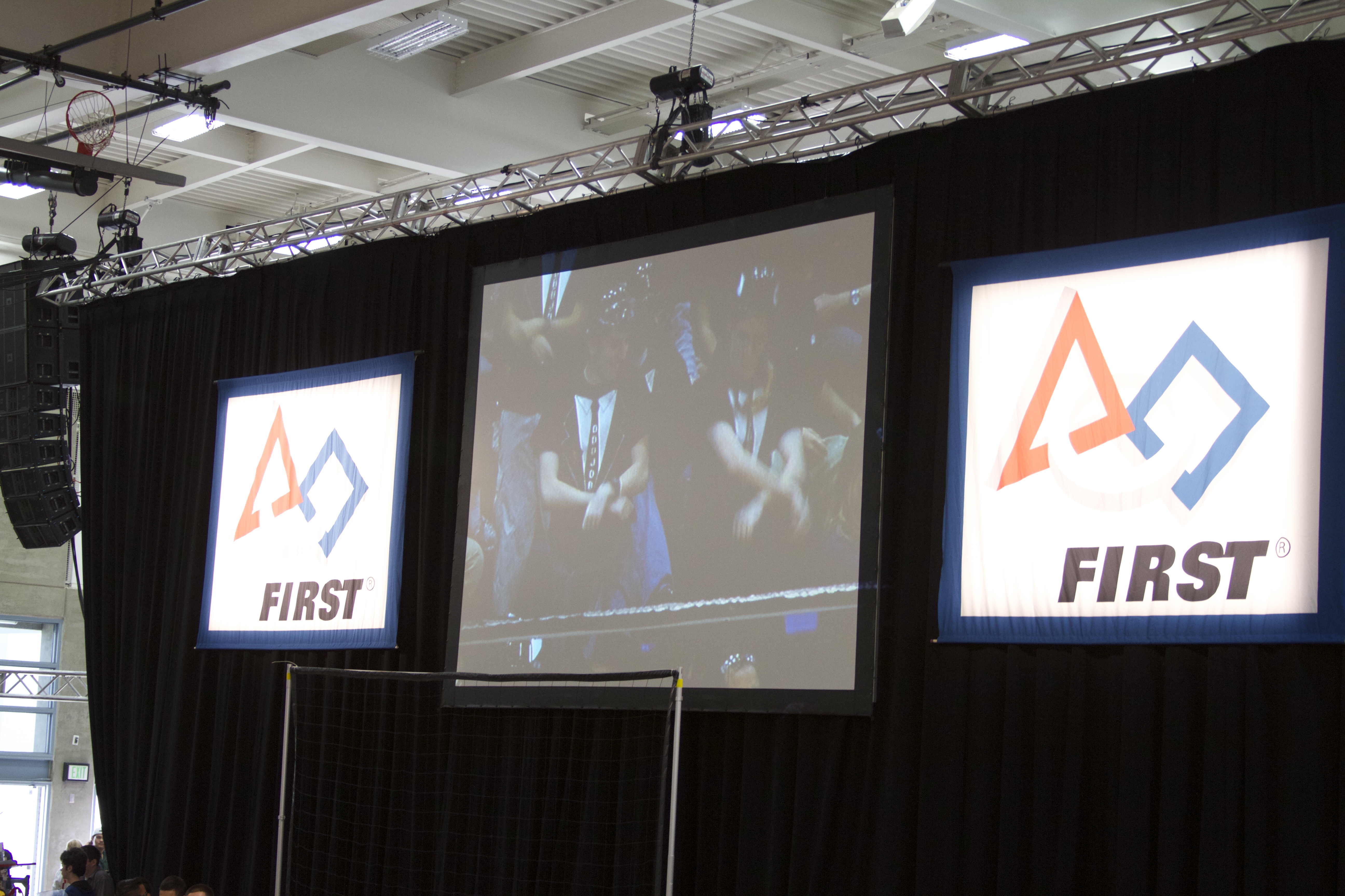 us in the stands on the screen