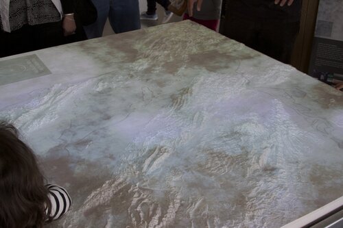 3D carved map of the bay with video projection