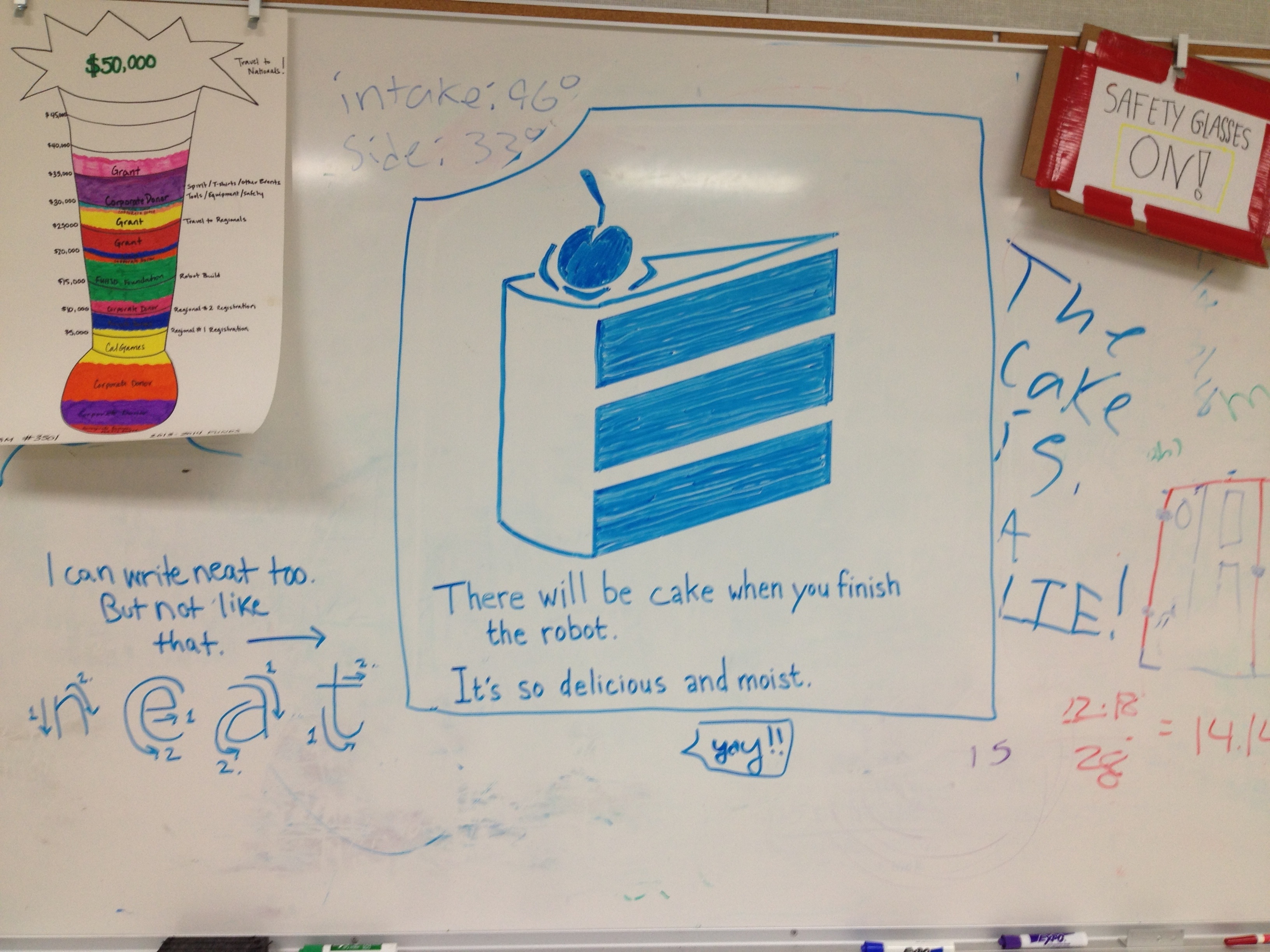 Cake on the whiteboard