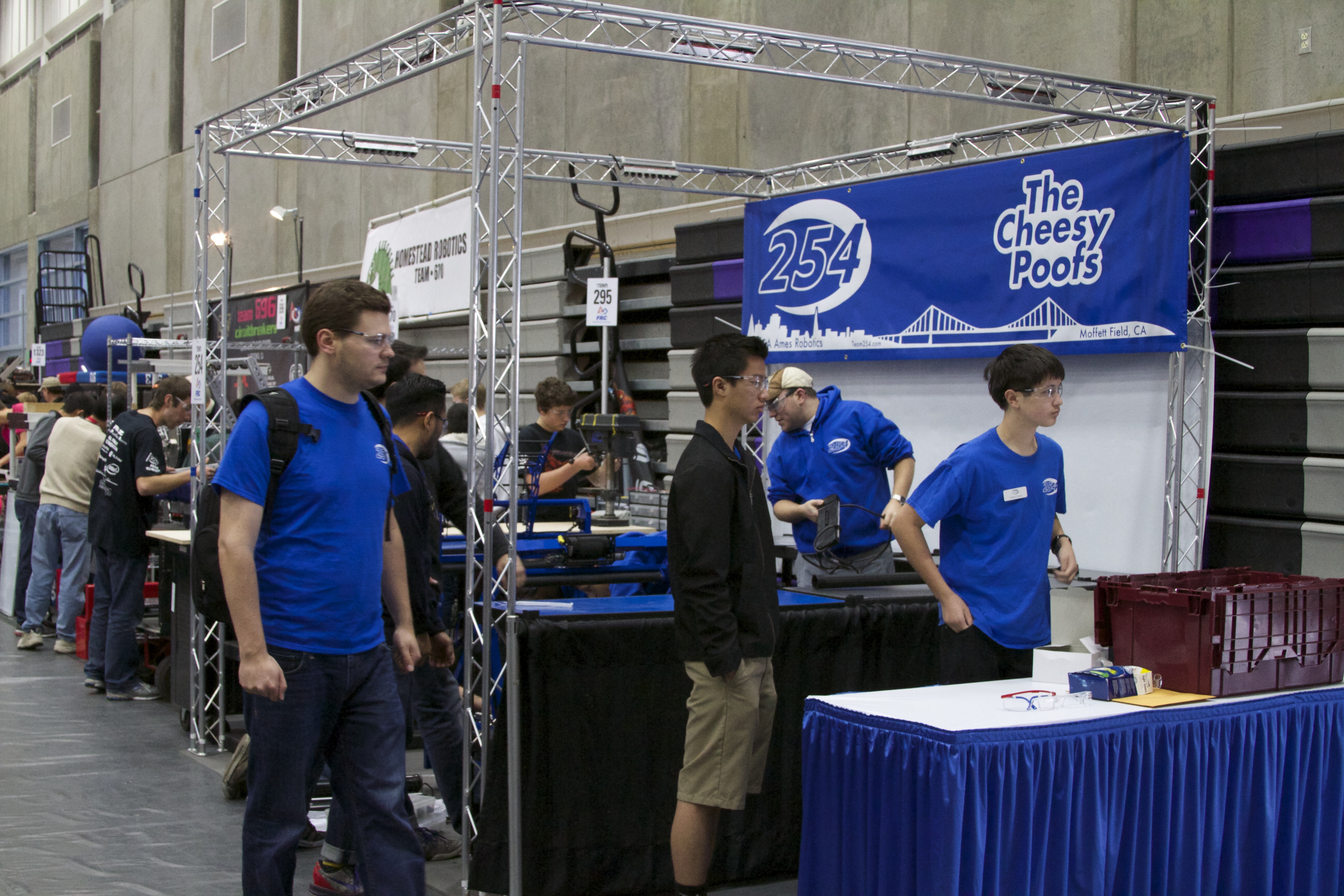 Handing out safety glasses