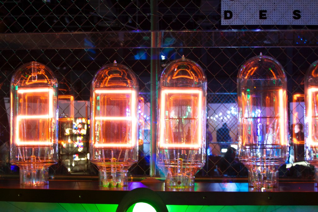 Giant handmade seven segment nixie clock