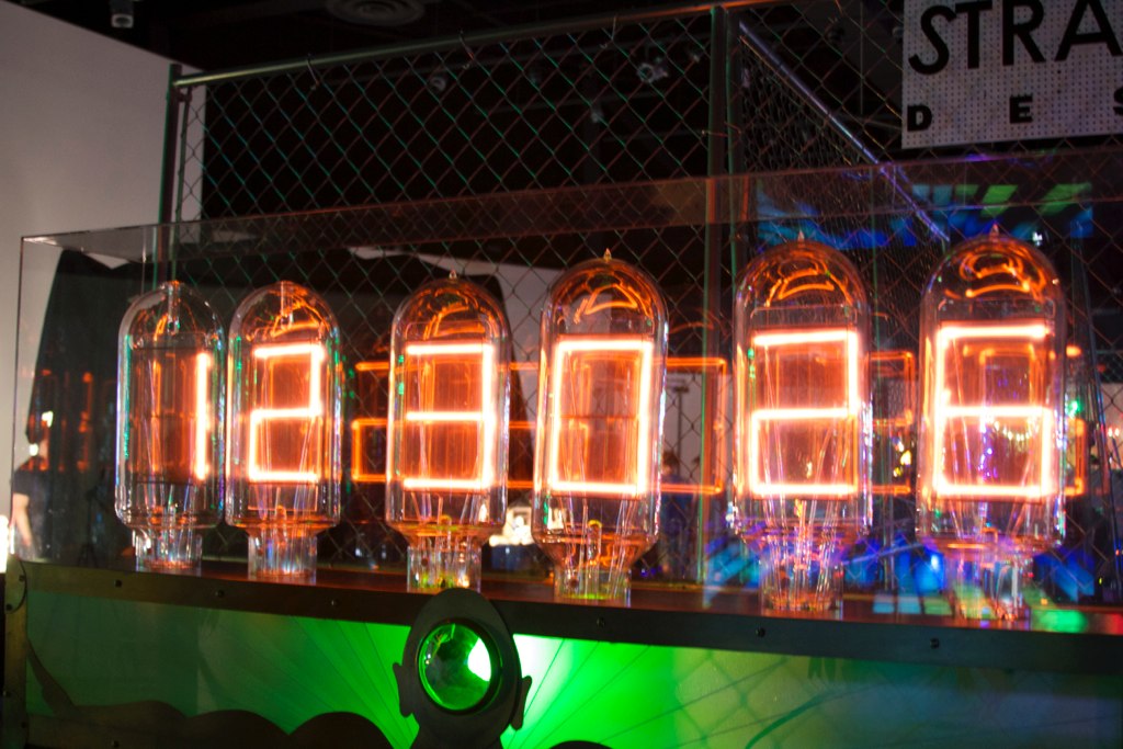 Giant handmade seven segment nixie clock