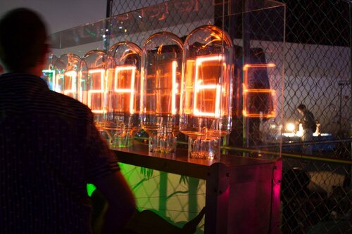 Giant handmade seven segment nixie clock