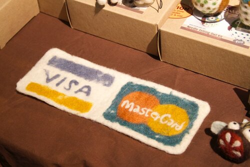 Felted credit card sign
