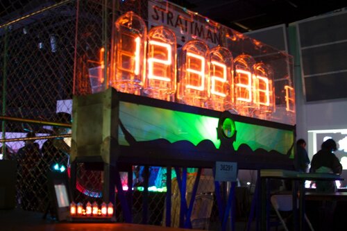 Giant handmade seven segment nixie clock