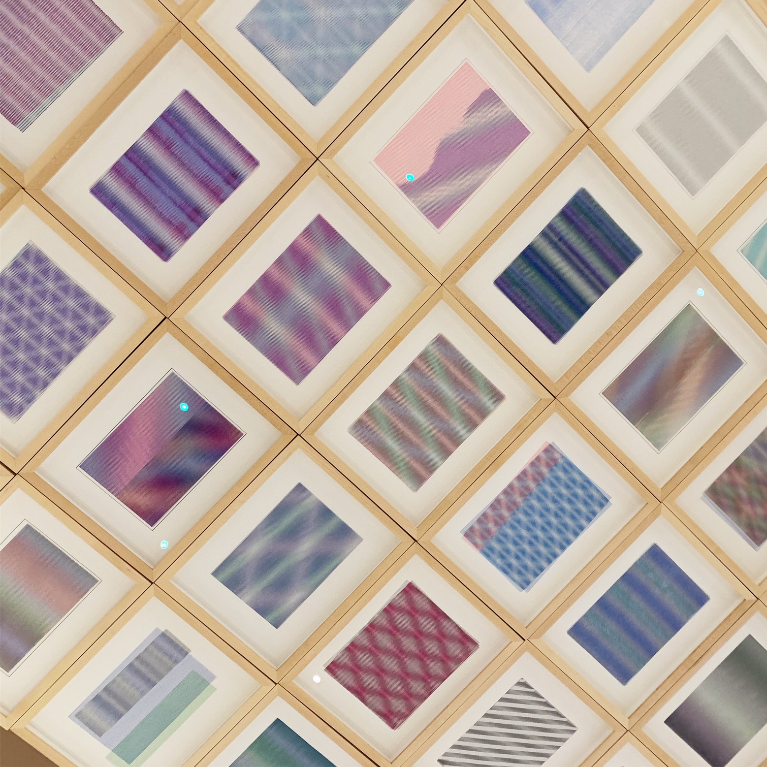 An array of drawings featuring Moire patterns