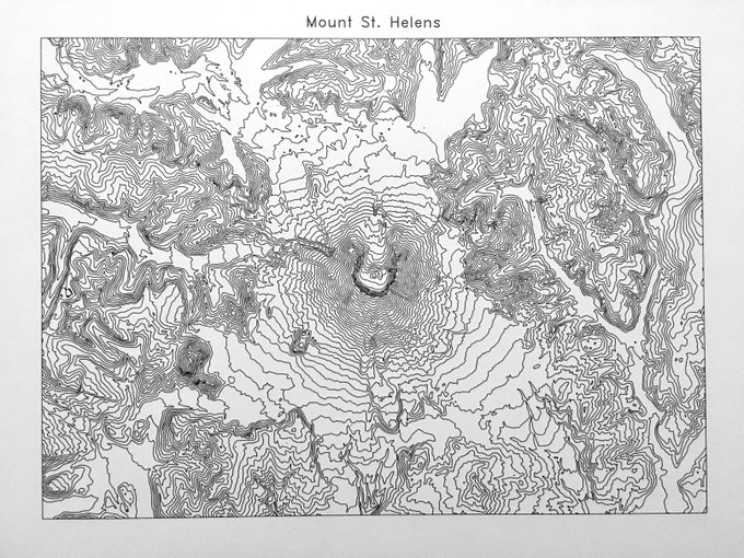 Topographic map of Mount St. Helens